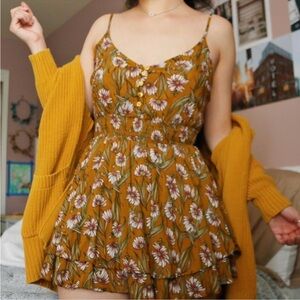 SEEK The Label Mustard Floral Button-Front Size Small Romper. Boho, Festival